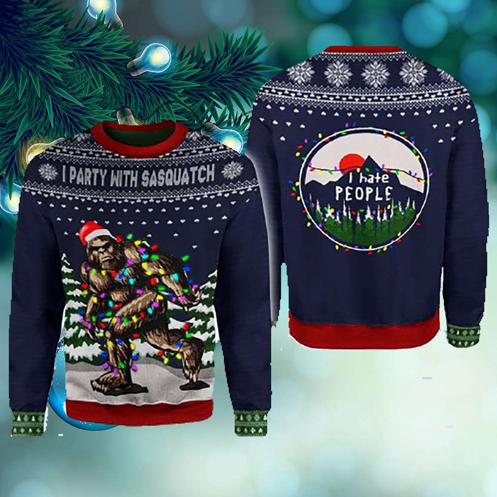 Christmas I Party With Sasquatch Camping Knitting Pattern 3D Fullprint Shirt- Best Christmas Gifts 2023