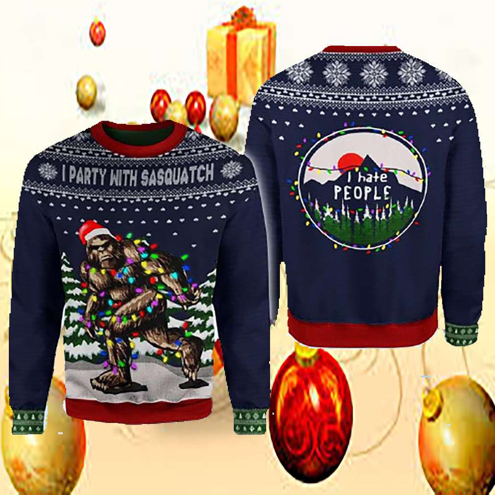 Christmas I Party With Sasquatch Camping Knitting Pattern 3D Fullprint Shirt- Best Christmas Gifts 2023