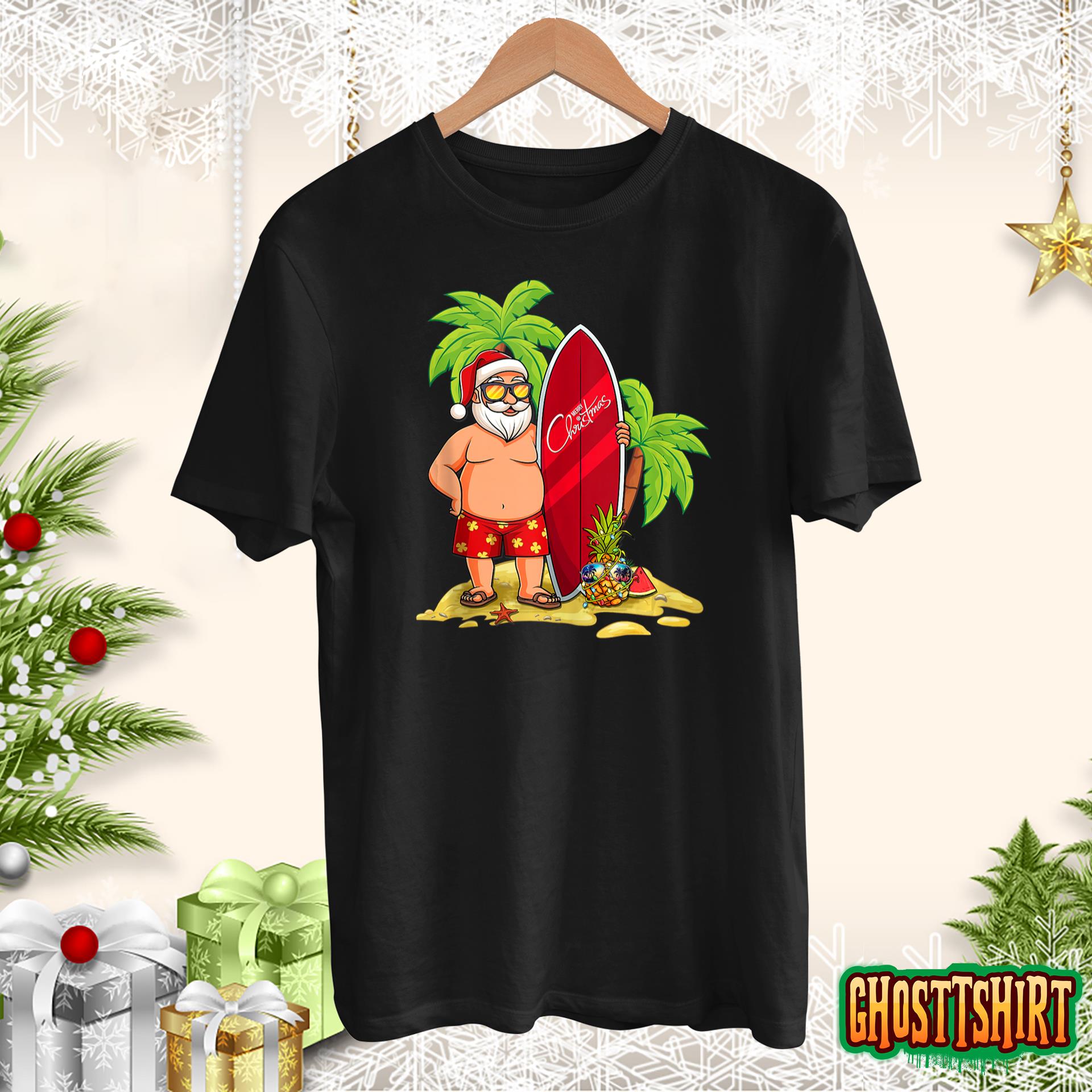 Christmas in July Santa Hawaiian Summer Surf Surfing Surfer Hoodie