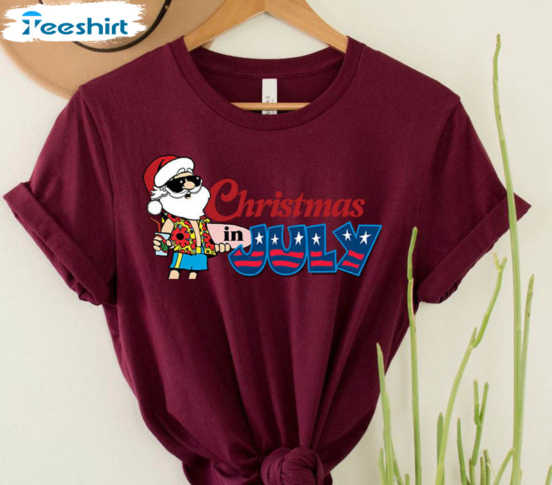 Christmas In July Tropical Santa At The Beach Shirt