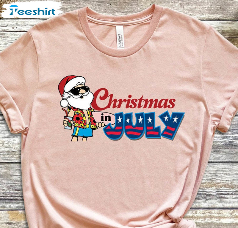 Christmas In July Tropical Santa At The Beach Shirt