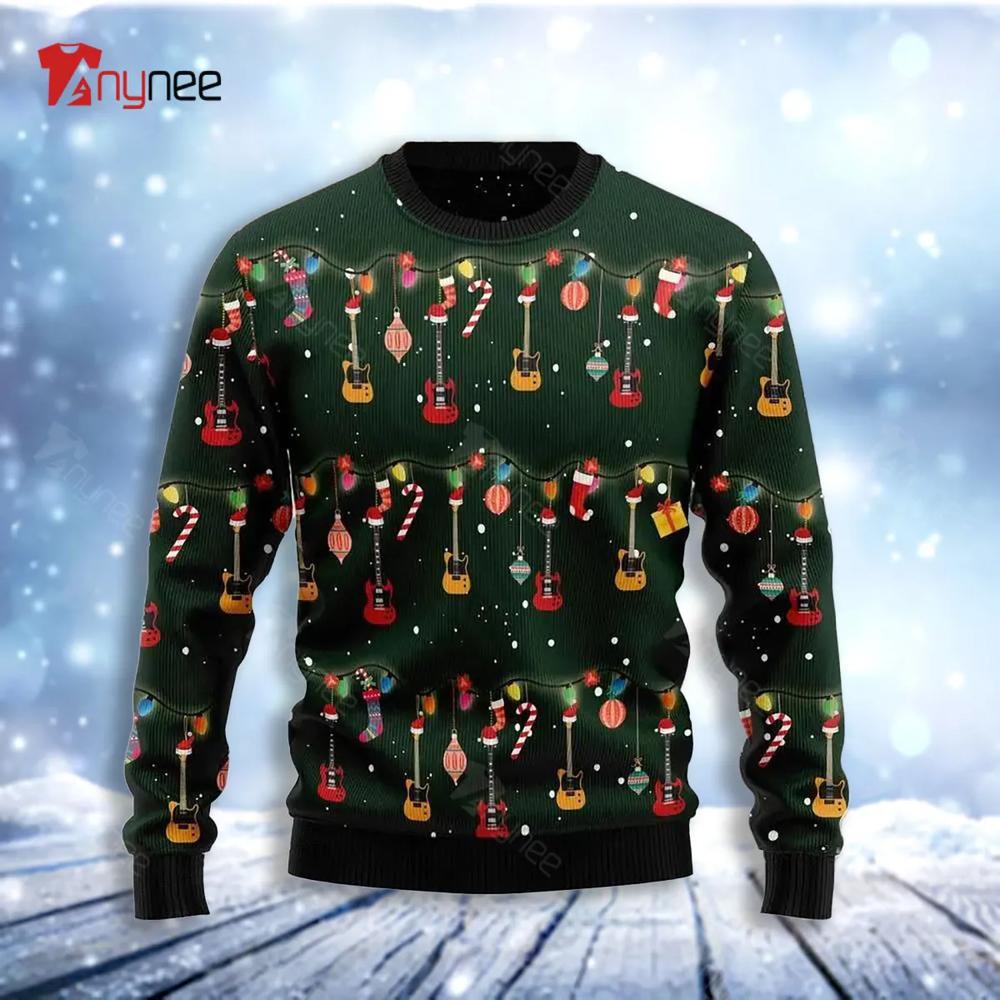 Christmas Instrument Electric Guitar Ugly Christmas Sweater- Best Christmas Gifts 2023