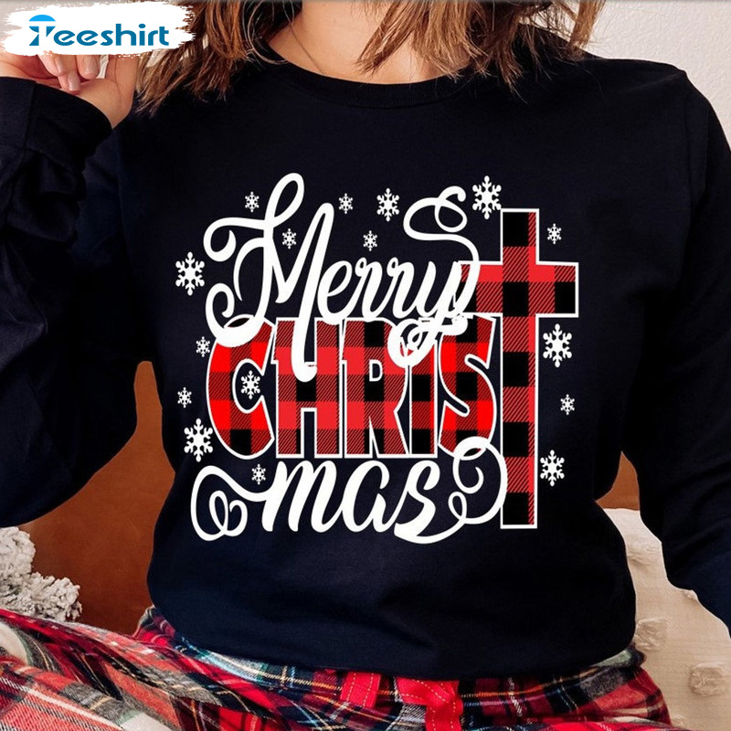 Christmas Jesus Buffalo Plaid Shirt – Merry Christmas Unisex T-shirt Short Sleeve