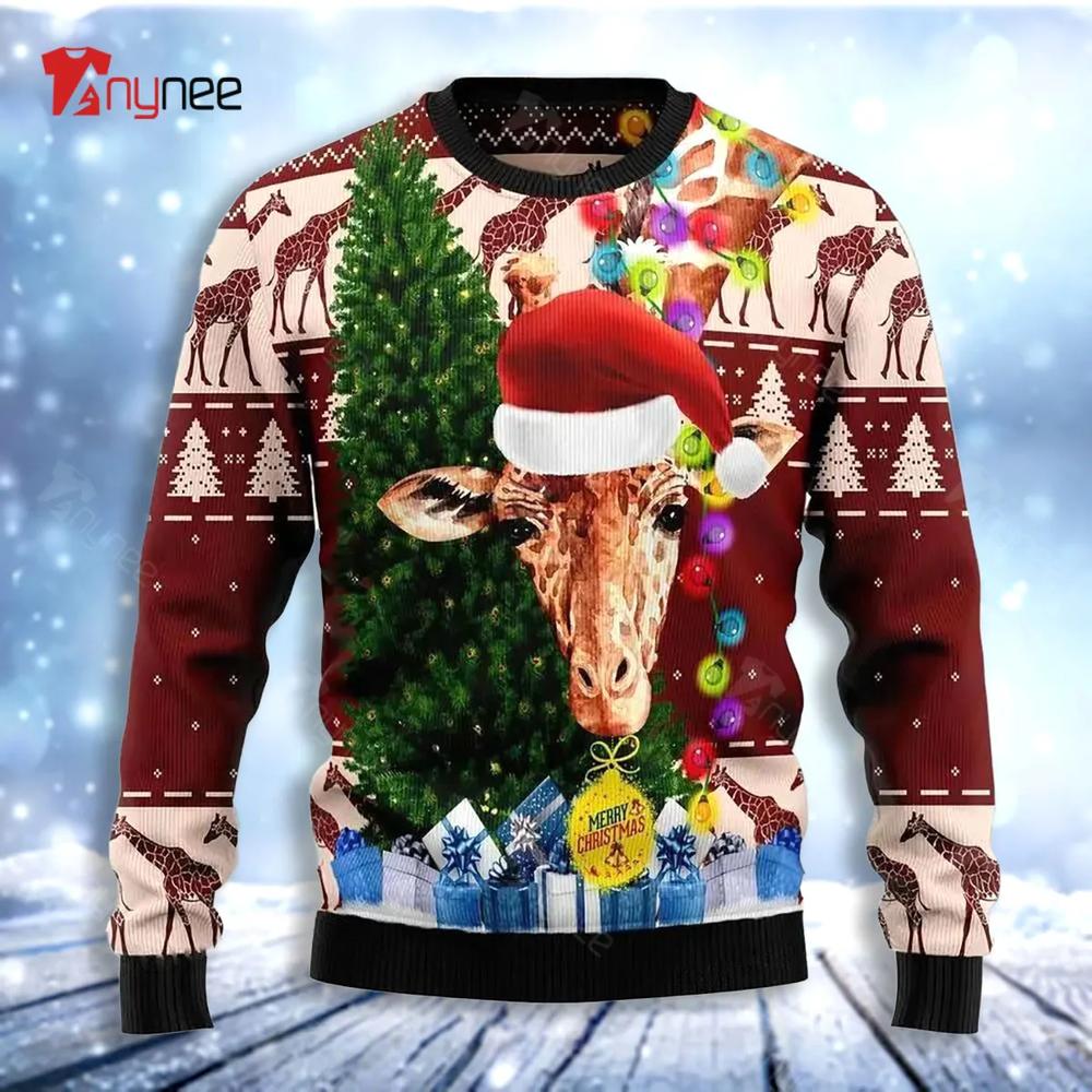 Christmas Lights Giraffe Lover Funny Ugly Christmas Sweater- Best Christmas Gifts 2023