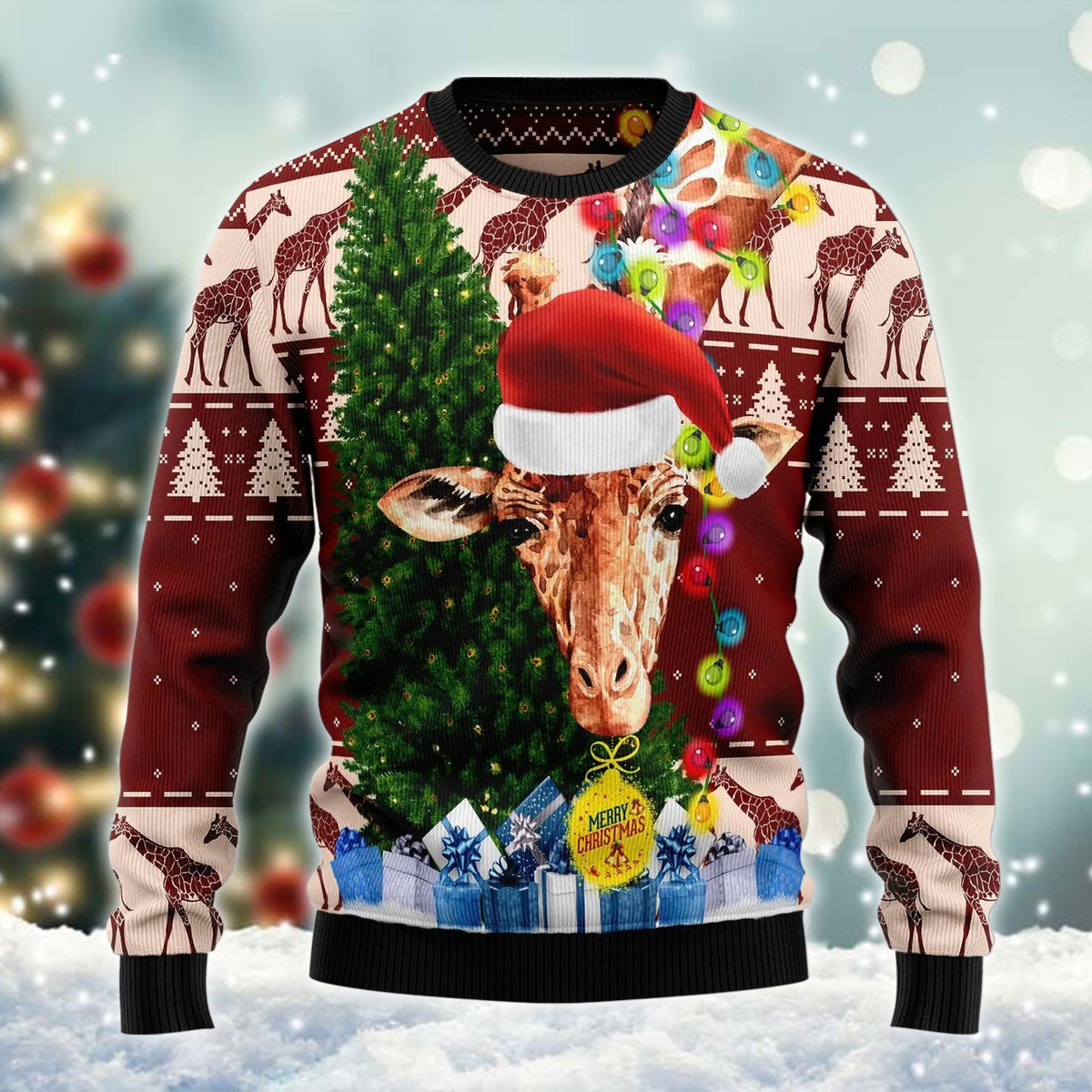 Christmas Lights Giraffe Lover Funny Ugly Sweater – Best Christmas Gifts 2023