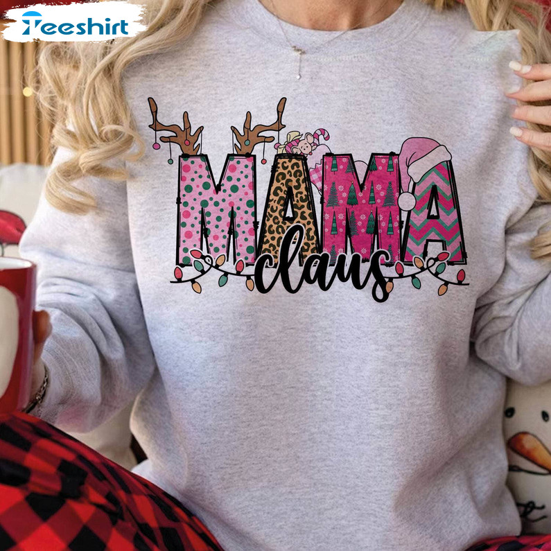 Christmas Mama Claus Shirt, Retro Christmas Tee Tops Short Sleeve