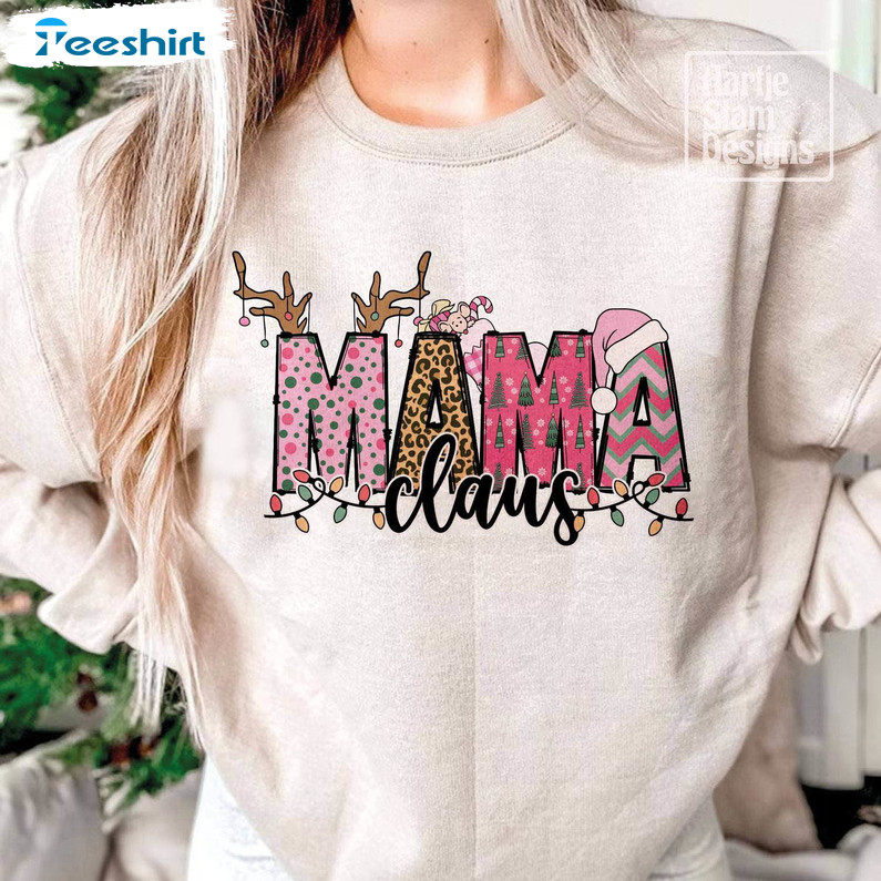 Christmas Mama Claus Shirt, Retro Christmas Tee Tops Short Sleeve