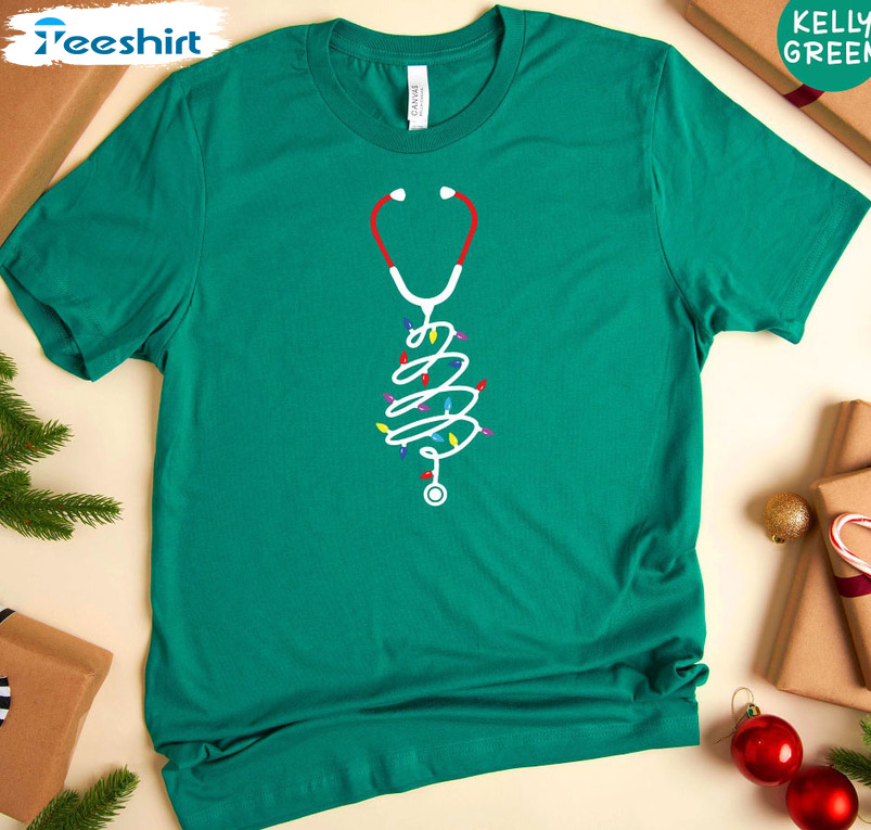 Christmas Nurse Stethoscope Shirt, Doctor Christmas Tee Tops Unisex T-shirt