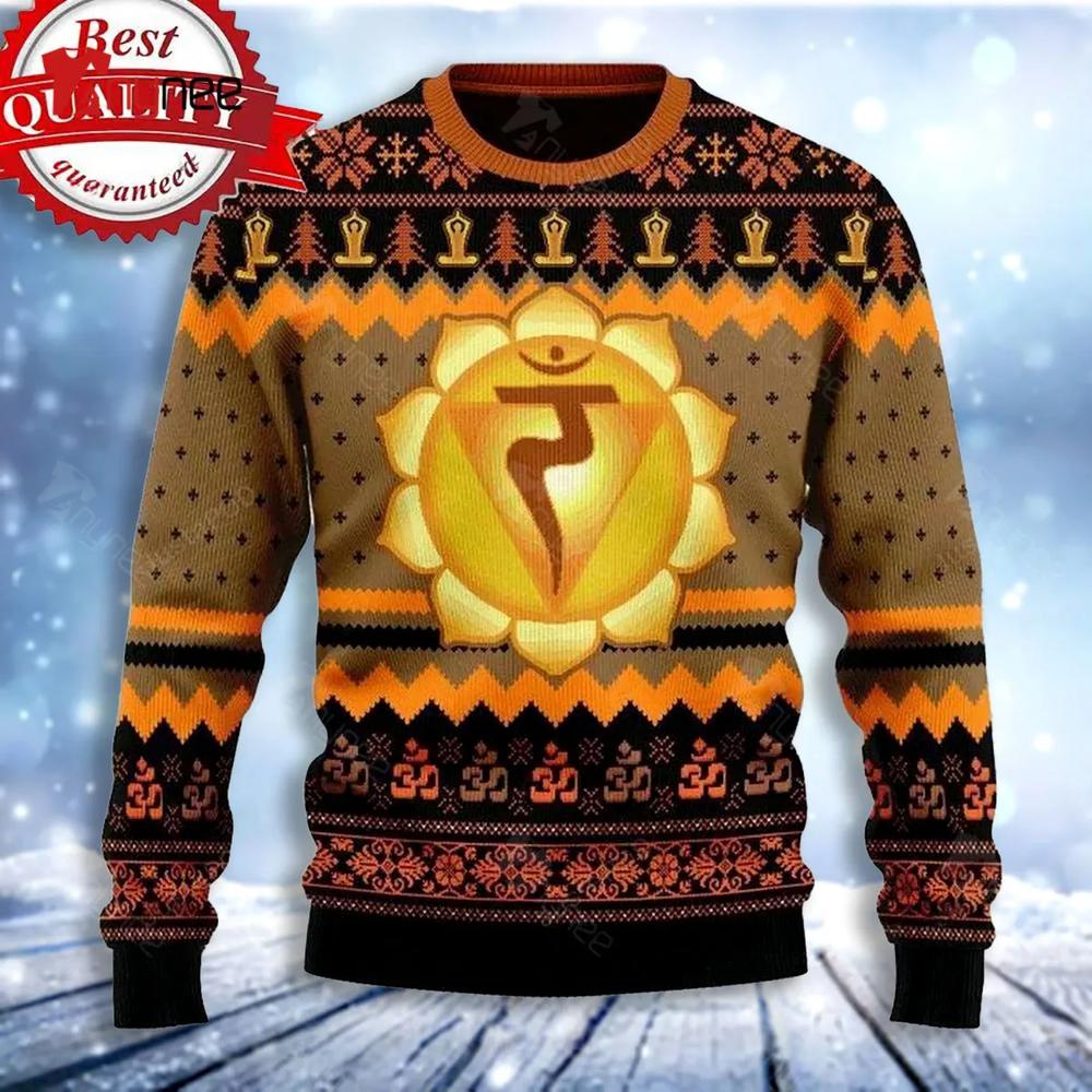 Christmas Pattern Solar Plexus Chakra Ugly Christmas Sweater- Best Christmas Gifts 2023