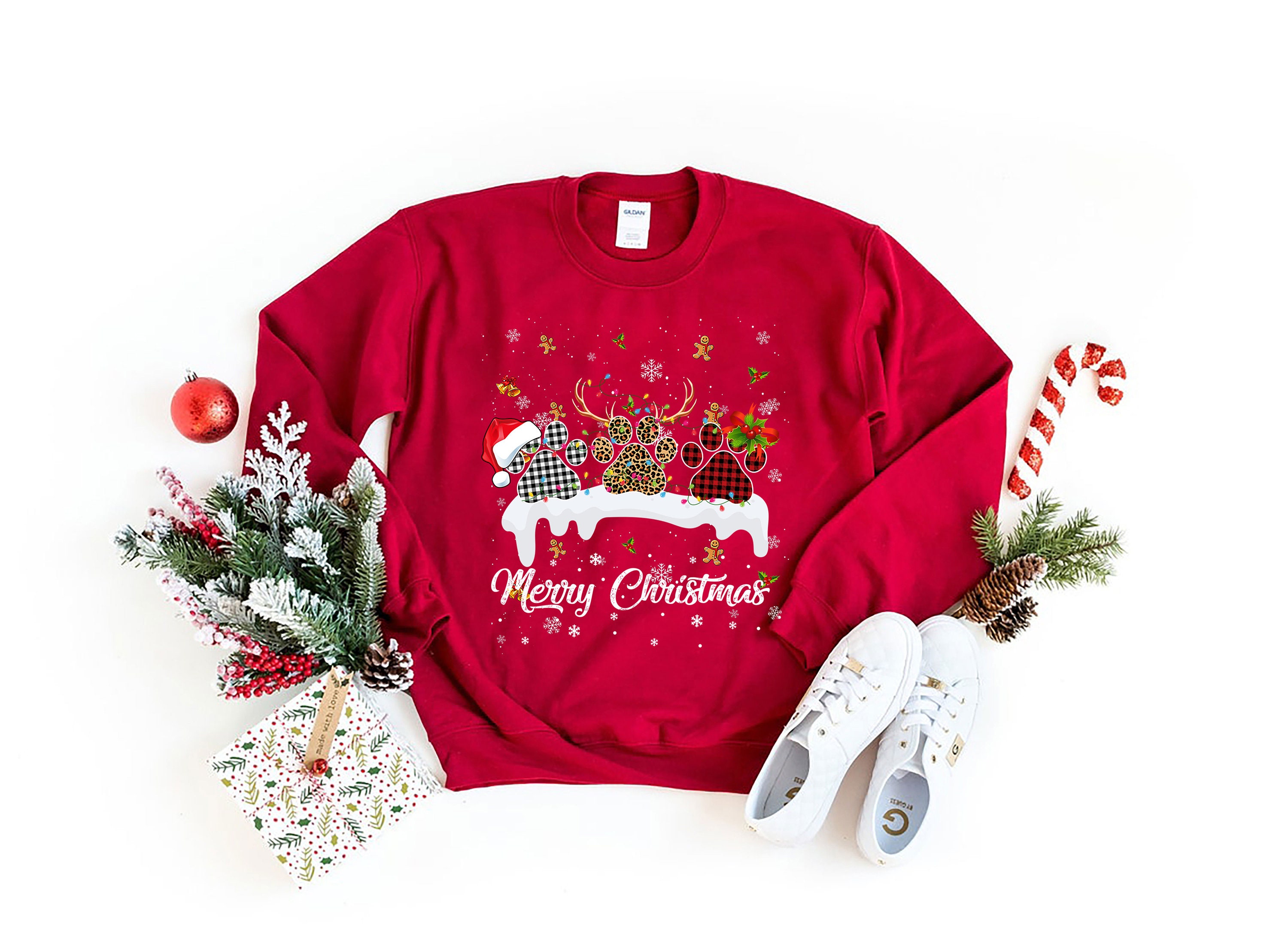 Christmas Paw Shirt, Christmas Reindeer Shirt Christmas 2022 T-Shirt