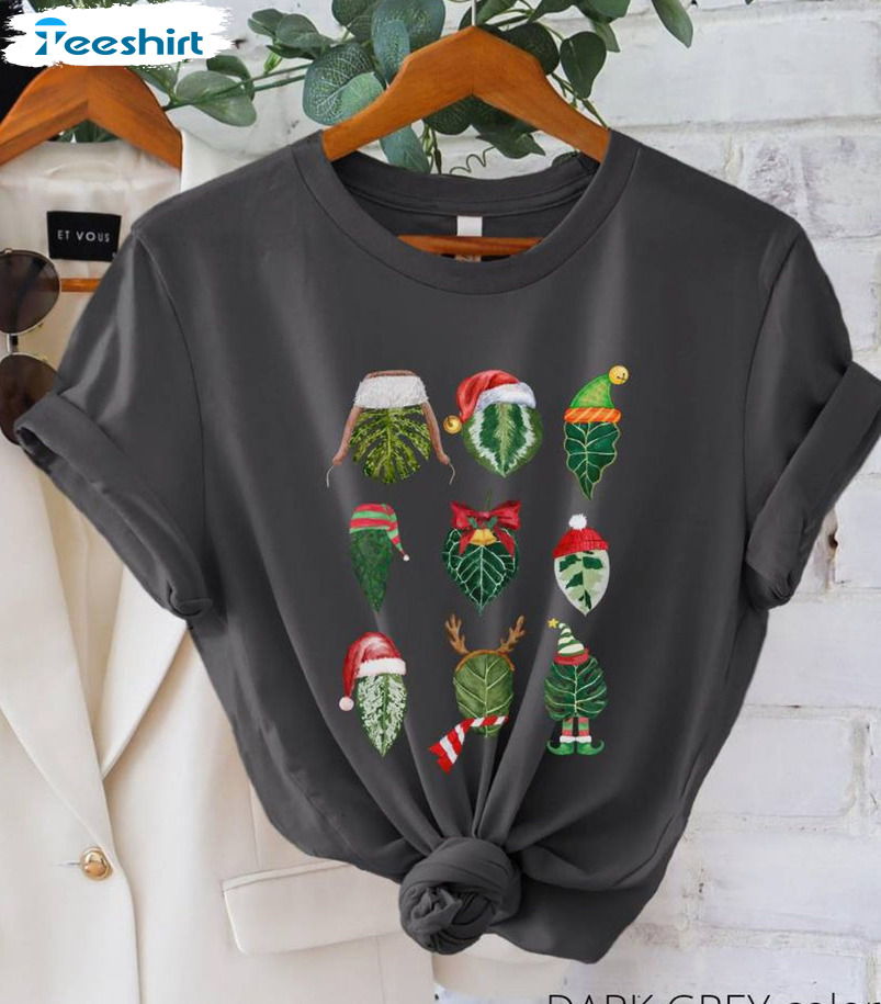 Christmas Plant Shirt – Aglaonema Monstera Ficus And Calathea Leaves Crewneck Hoodie