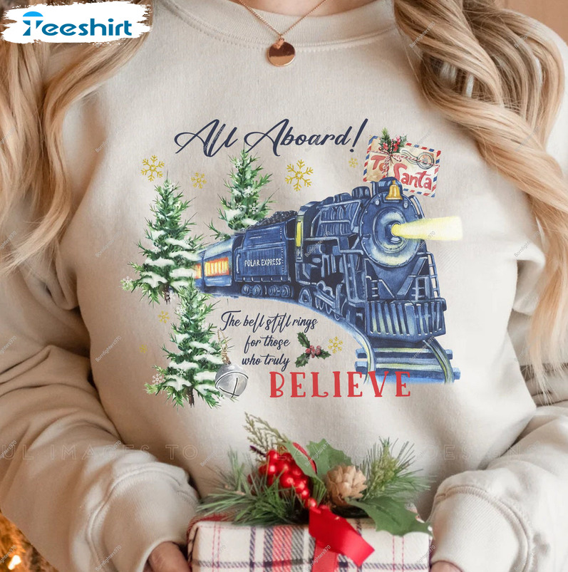 Christmas Polar Express Train Believe Sweatshirt – Christmas Vintage Unisex Hoodie Sweater For Family