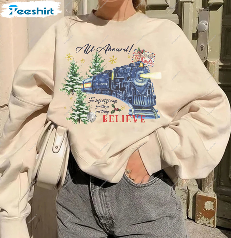 Christmas Polar Express Train Believe Sweatshirt – Christmas Vintage Unisex Hoodie Sweater For Family