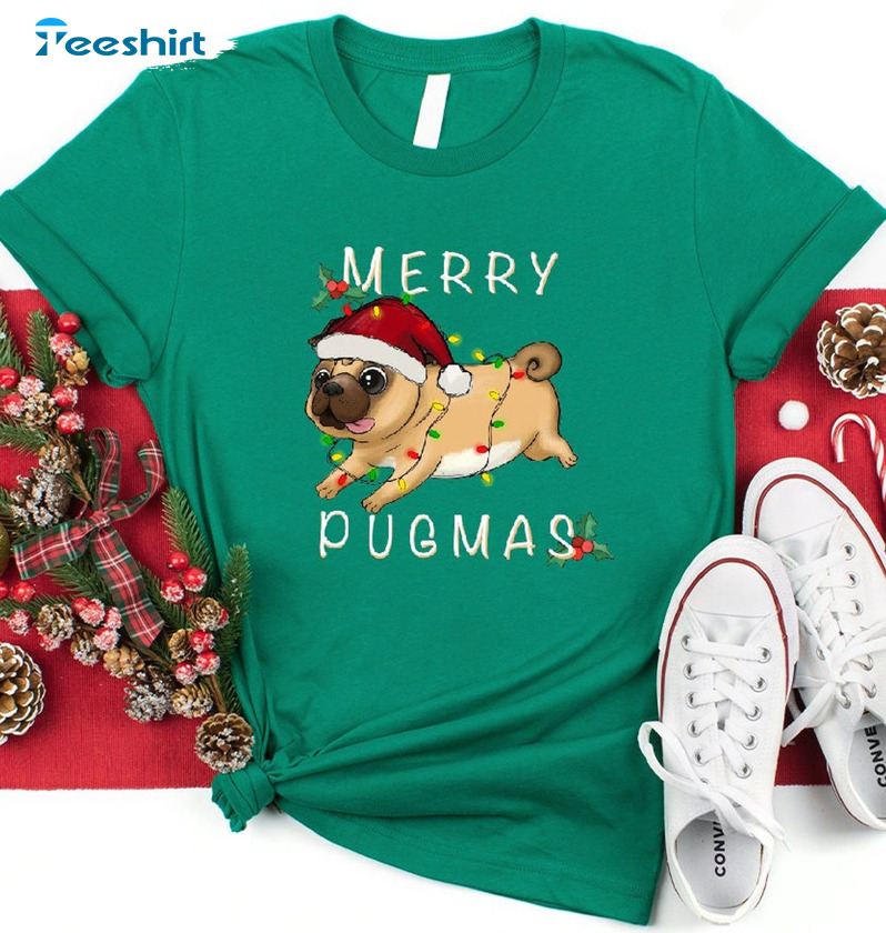 Christmas Pug Shirt – Merry Pugmas Short Sleeve Unisex T-shirt