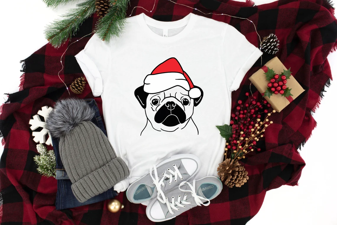 Christmas Pug Ugly Christmas Sweater Xmas Pug, Christmas Cute Dog Tee Christmas