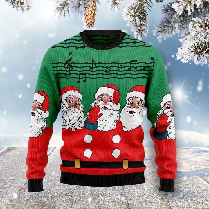 Christmas Santa Claus And Music Notes Ugly Christmas Sweater | For Men & Women | Adult | US1464- Best Christmas Gifts 2023