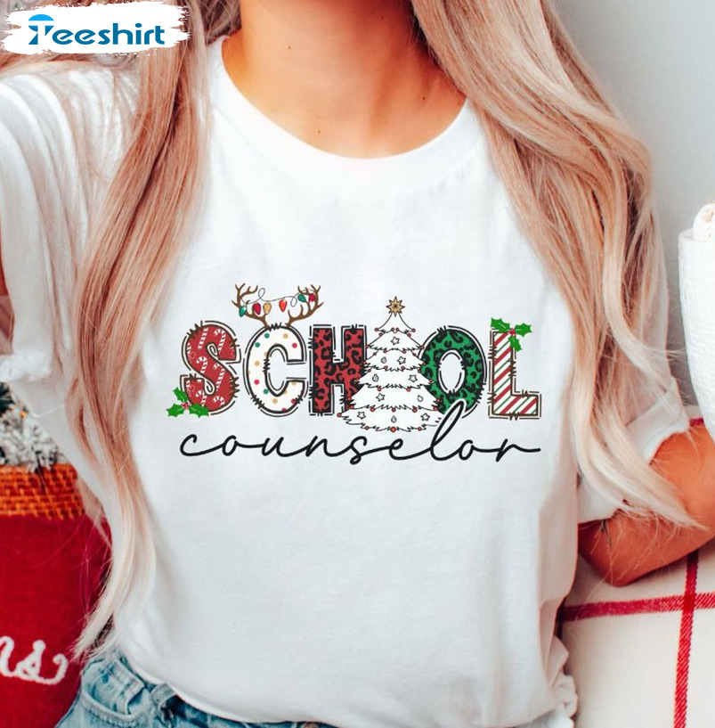 Christmas School Counselor Shirt, Funny Long Sleeve Short Sleeve