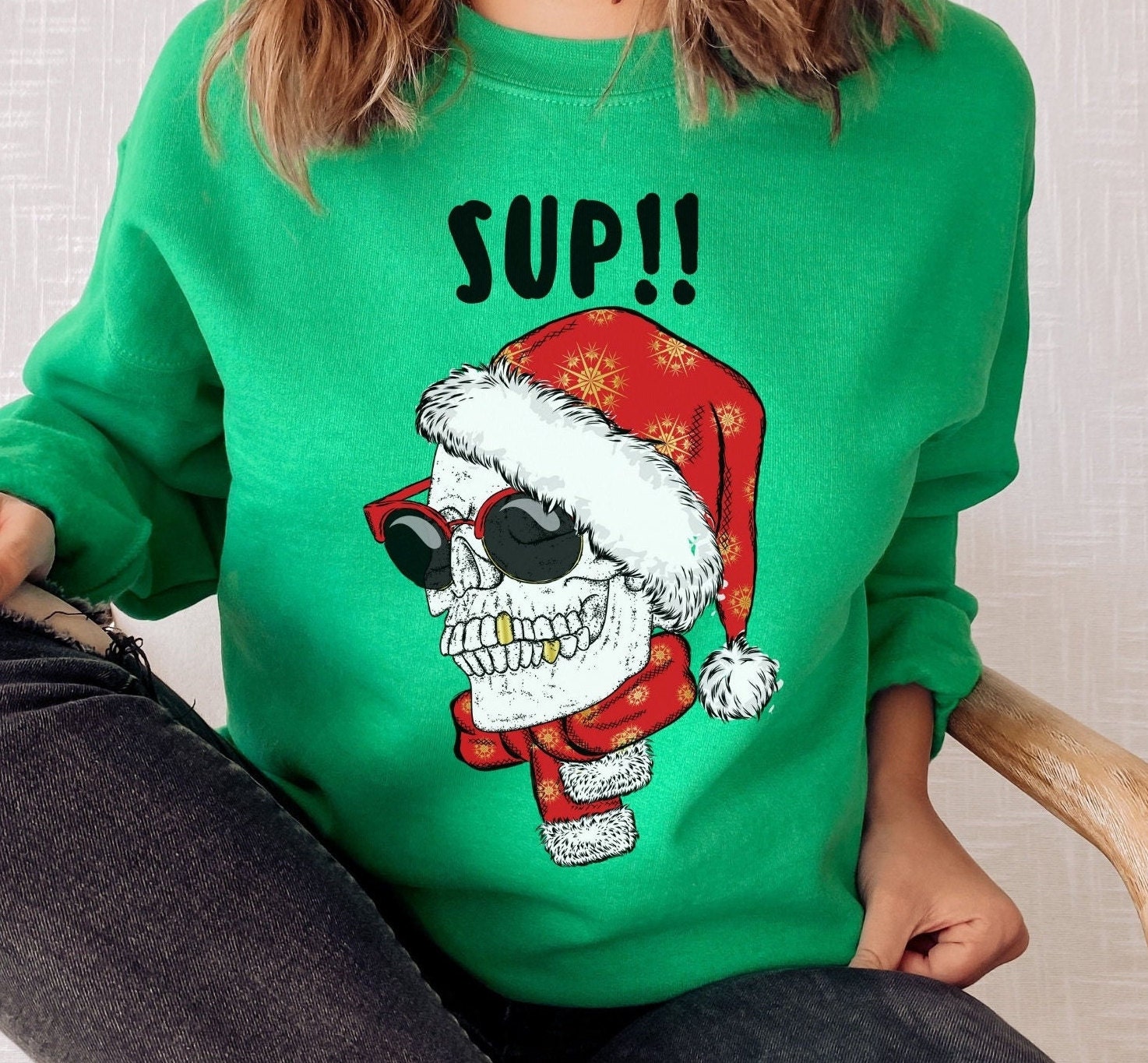 Christmas Skeleton Funny Christmas Party Sweatshirt