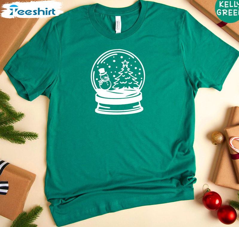 Christmas Snow Globe Shirt, Christmas Believe Short Sleeve Tee Tops