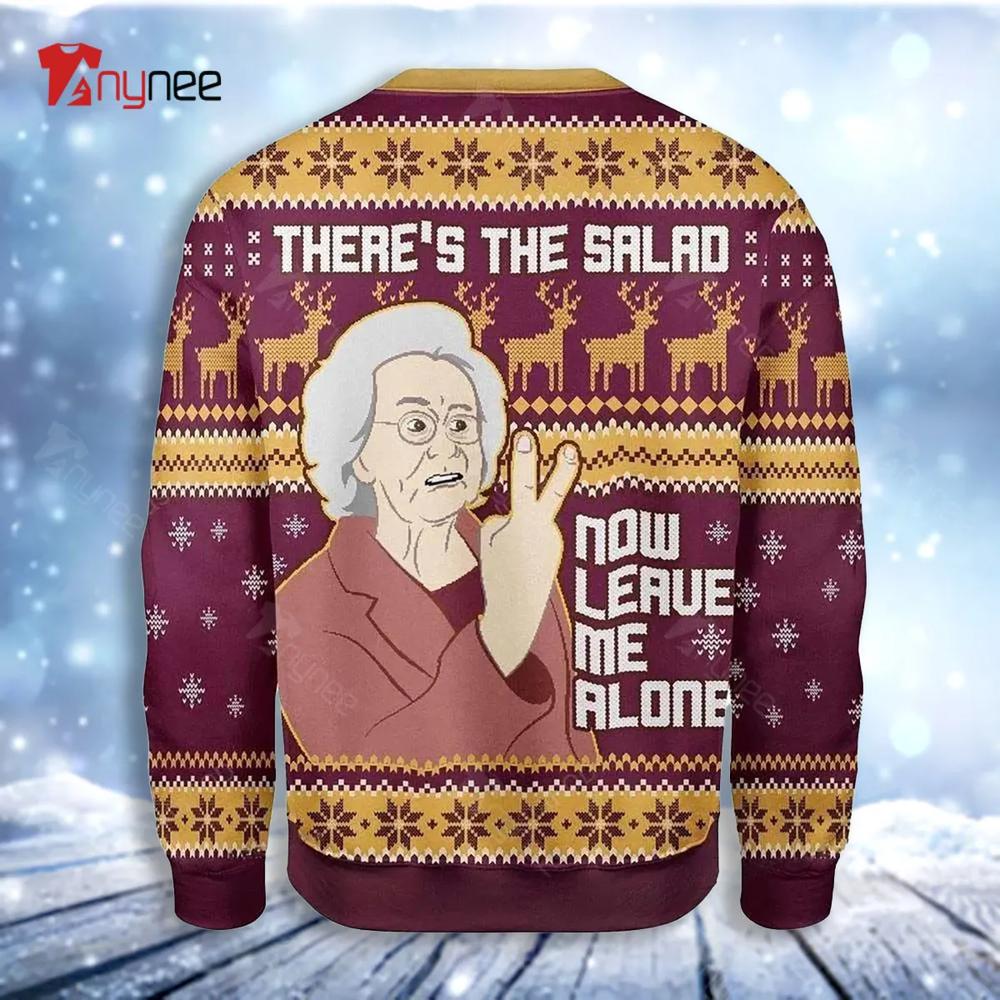 Christmas Snowflake Reindeer Pattern There Is The Salad Now Leave Me Alone For Womens Ugly Christmas Sweater- Best Christmas Gifts 2023