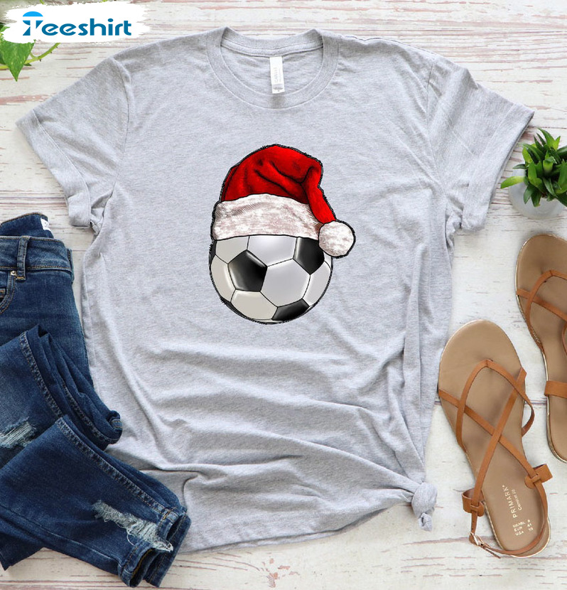 Christmas Soccer Shirt, Xmas Tree Long Sleeve Crewneck