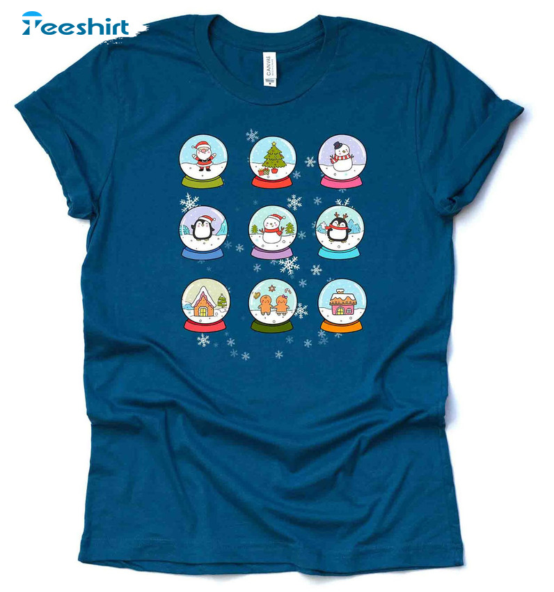 Christmas Super Cute Snowglobe Shirt, Vintage Short Sleeve Unisex Hoodie