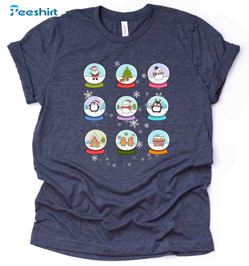 Christmas Super Cute Snowglobe Shirt, Vintage Short Sleeve Unisex Hoodie