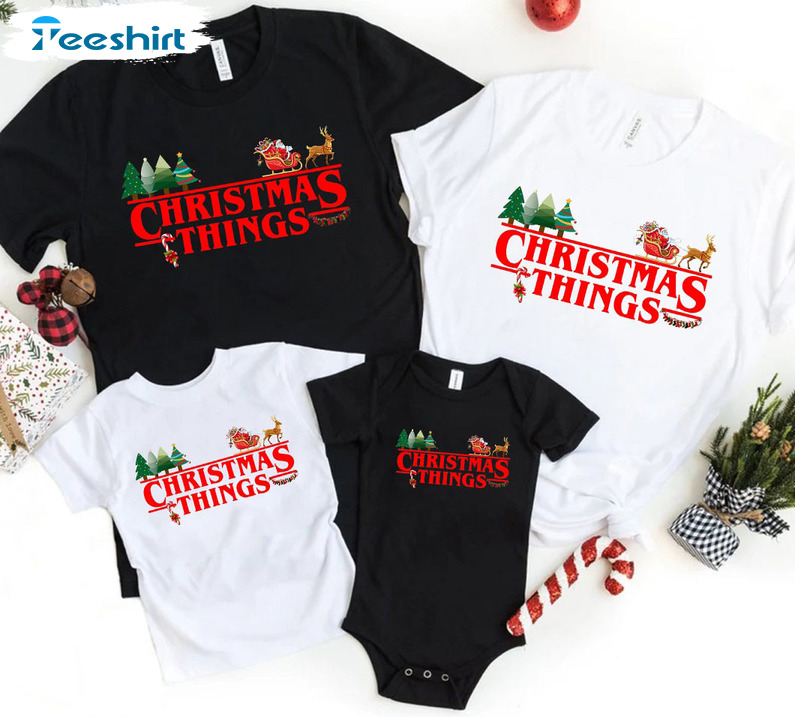 Christmas Things Vintage Shirt, Christmas Reindeer Tee Tops Short Sleeve