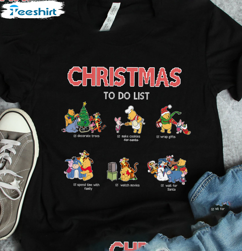 Christmas To Do List Shirt, Christmas Winnie The Pooh Bear Unisex Hoodie