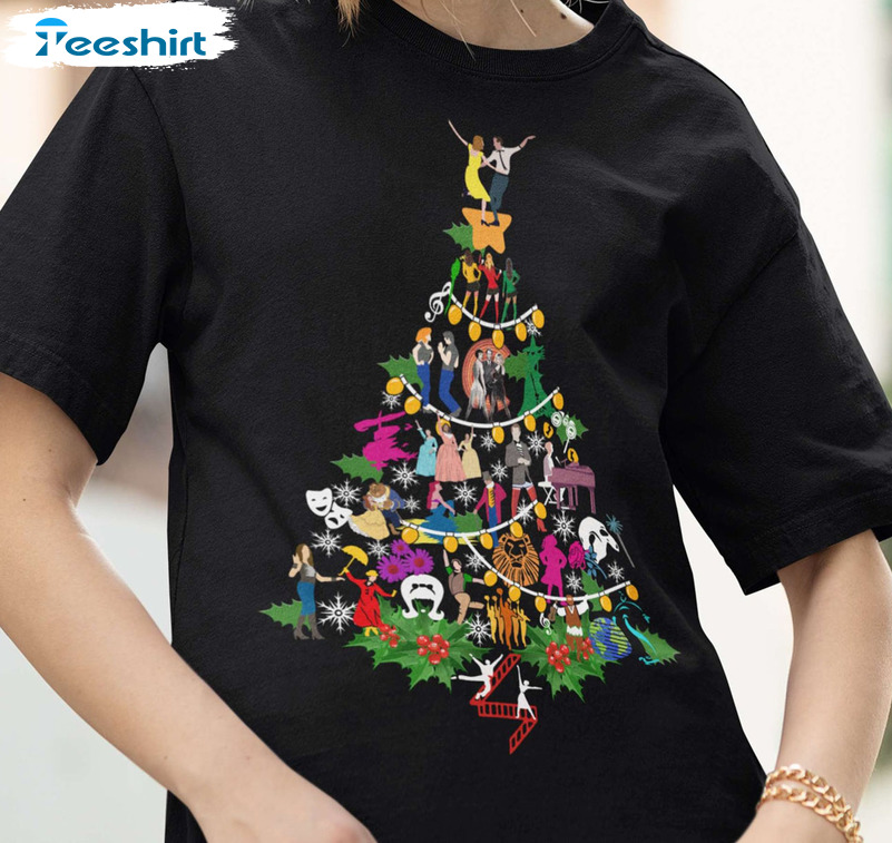 Christmas Tree Actor Shirt, Theatre Lover Friend Xmas Crewneck Short Sleeve