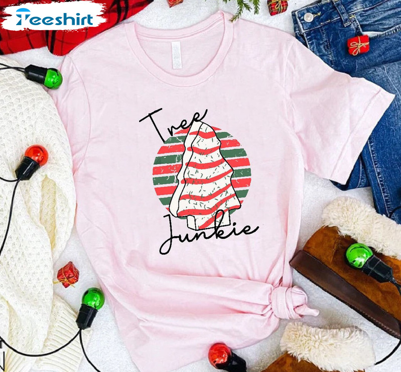 Christmas Tree Cake Shirt, Christmas Tree Junkie Unisex Hoodie Crewneck