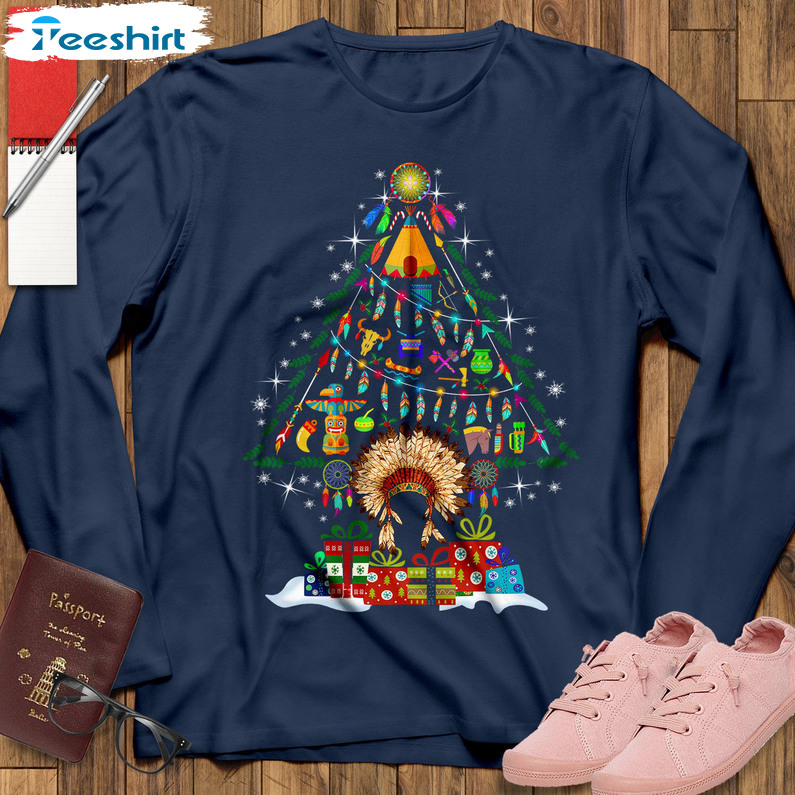 Christmas Tree Native American Shirt, Trending Unisex T-shirt Short Sleeve