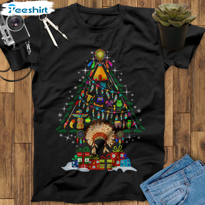 Christmas Tree Native American Shirt, Trending Unisex T-shirt Short Sleeve