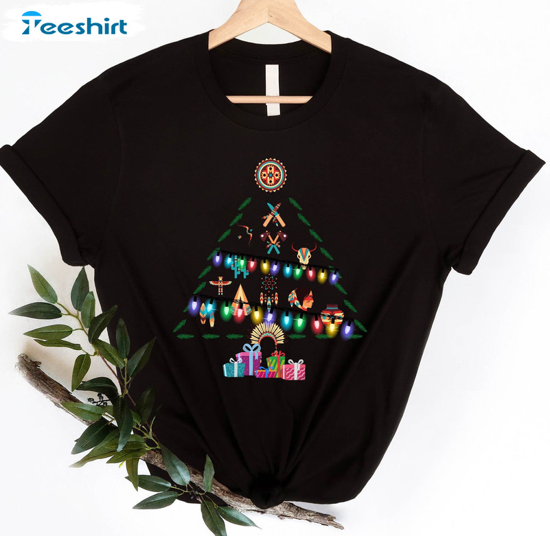 Christmas Tree Native American Shirt, Xmas Indigenous Short Sleeve Unisex T-shirt