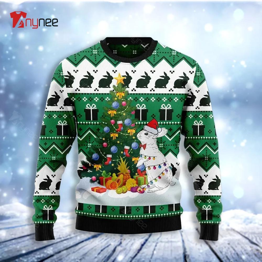 Christmas Tree Rabbit Womens Ugly Christmas Sweater- Best Christmas Gifts 2023