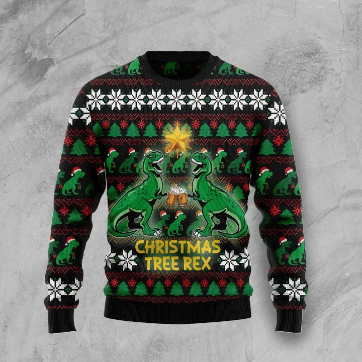 Christmas Tree Rex Ugly Christmas Sweater | For Men & Women | Adult | US1294- Best Christmas Gifts 2023