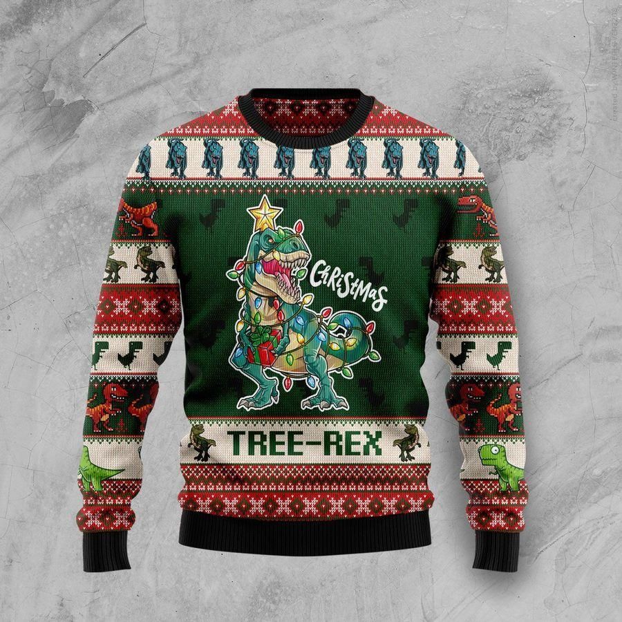 Christmas Tree Rex Ugly Christmas Sweater | For Men & Women | Adult | US1560- Best Christmas Gifts 2023