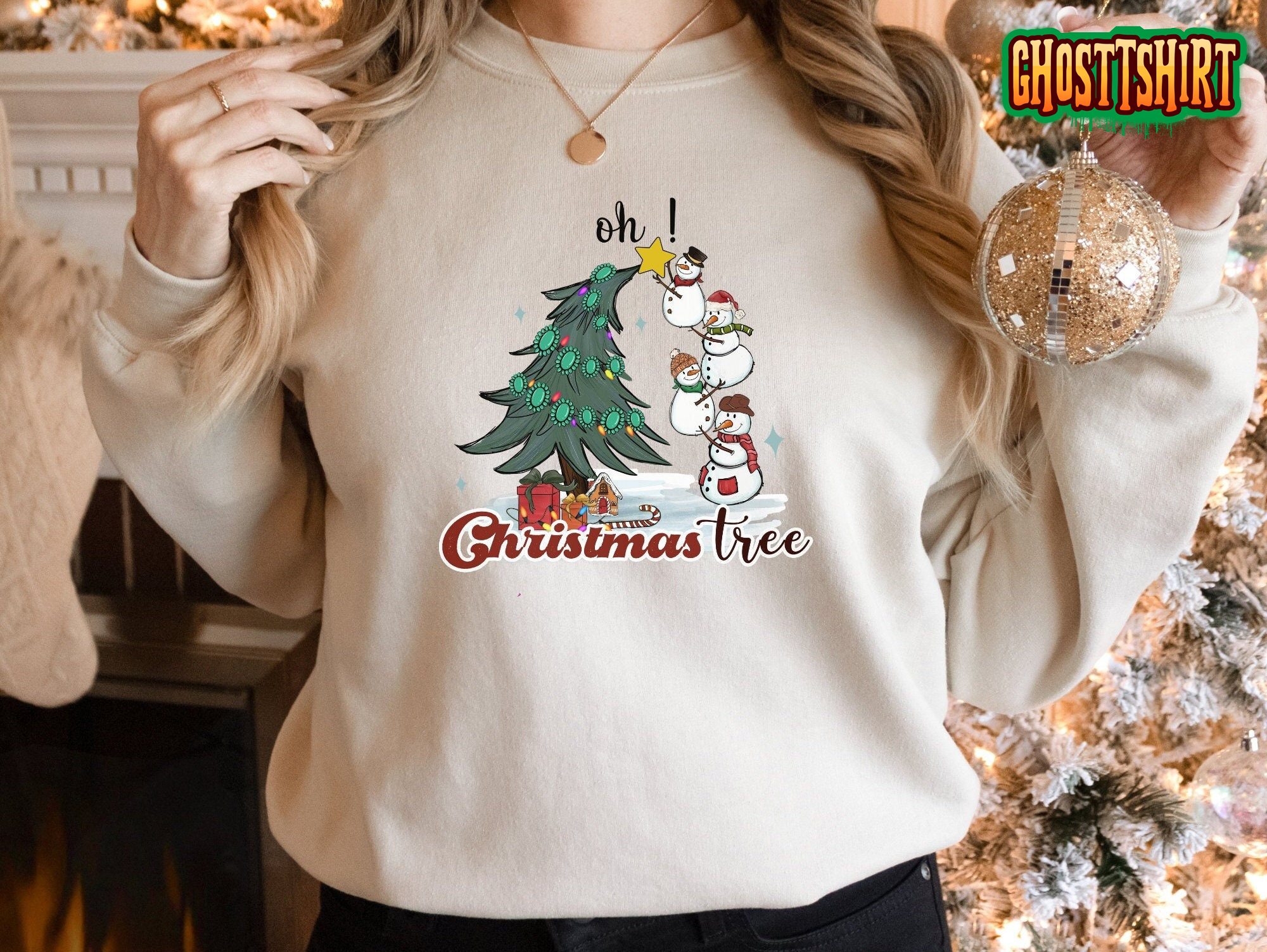 Christmas Tree Snowman Oh Sweatshirt