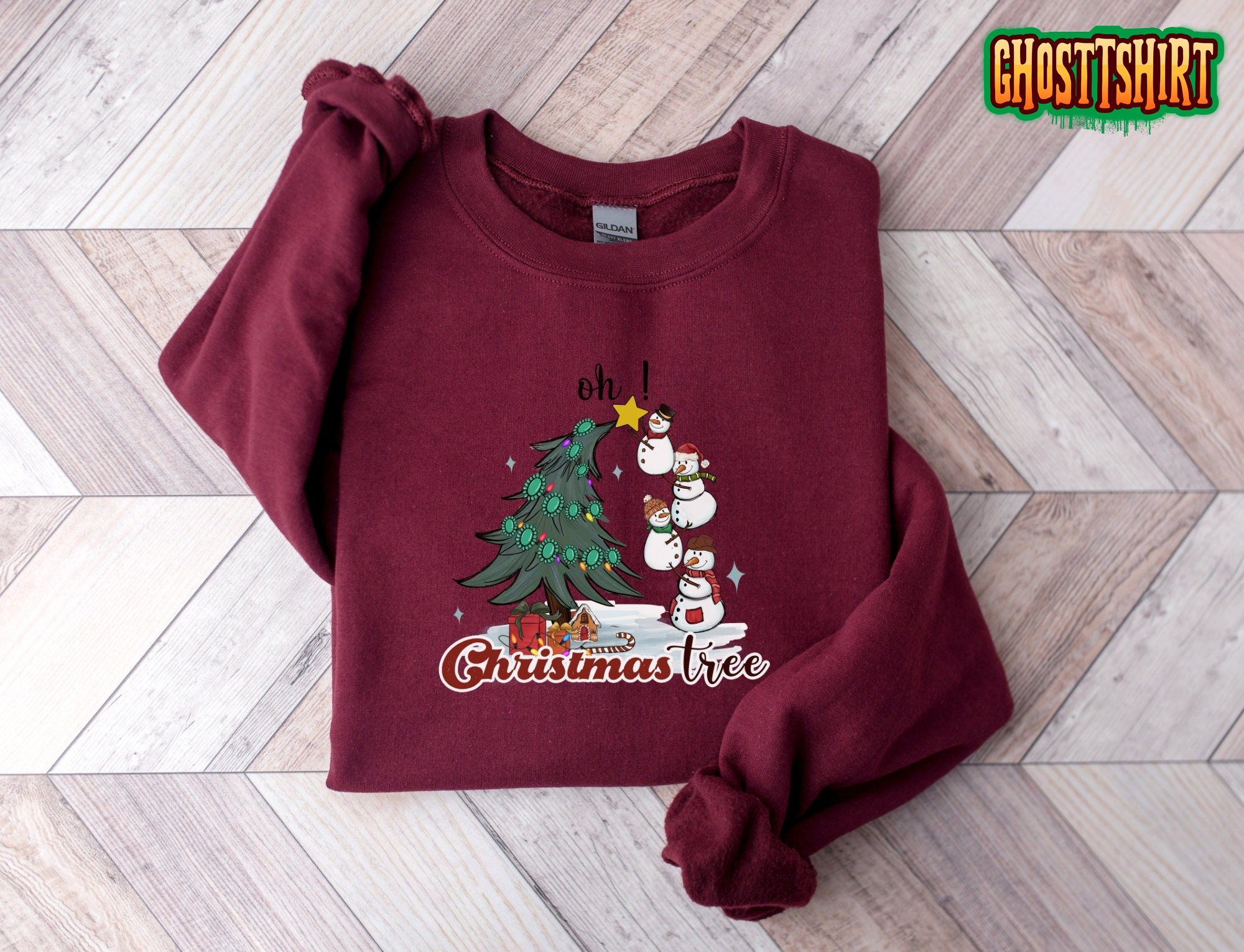 Christmas Tree Snowman Oh Sweatshirt