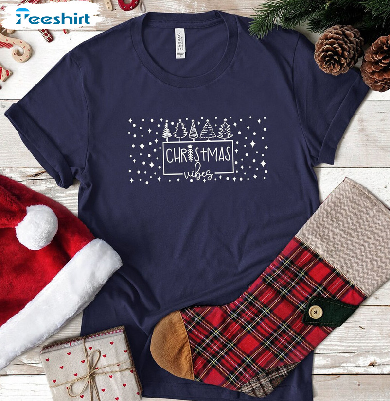 Christmas Vibes Shirt, Christmas Tree Long Sleeve Sweatshirt