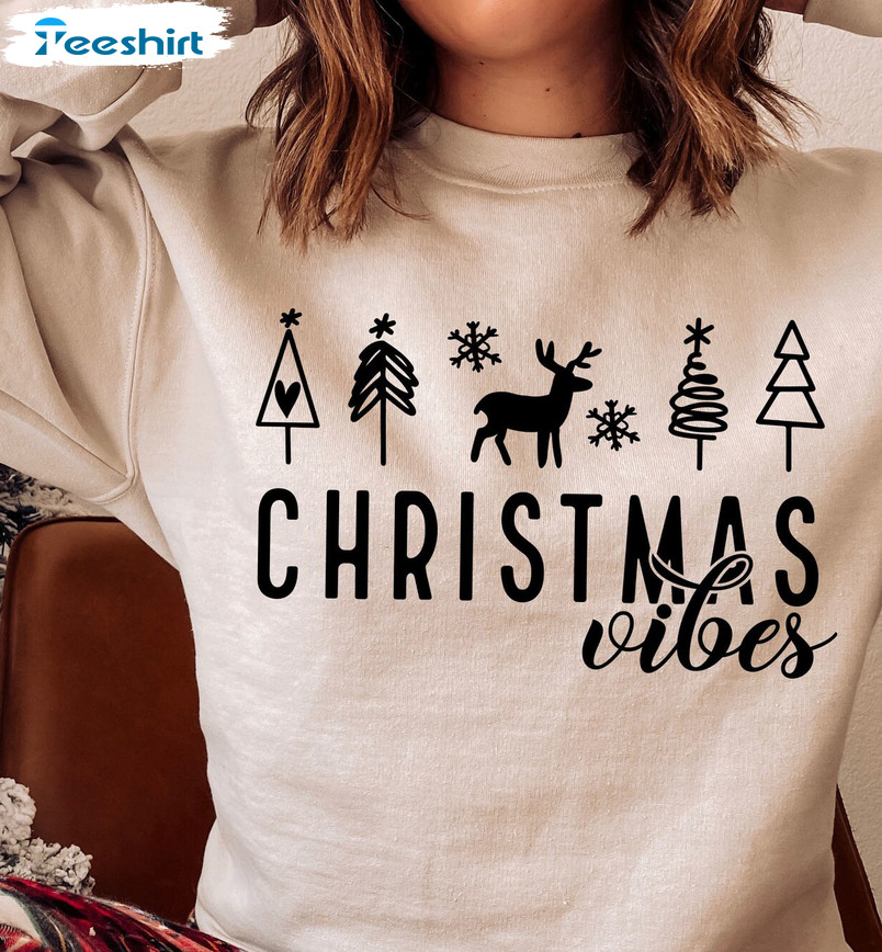 Christmas Vibes Shirt – Vintage Style Short Sleeve Sweater