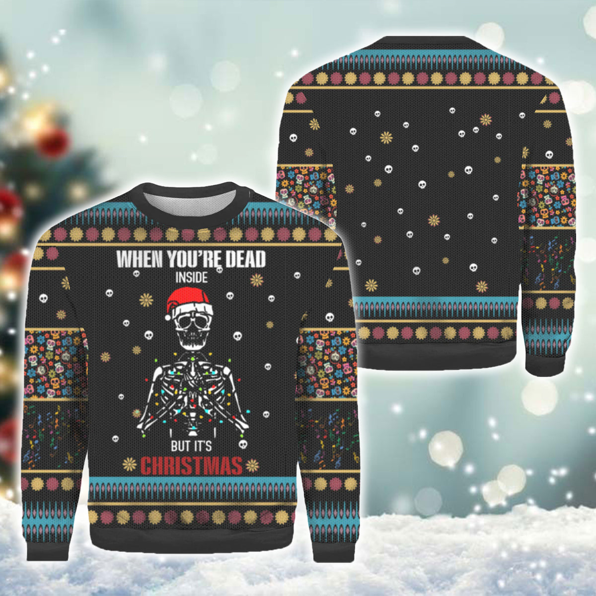 Christmas Vibes Skeleton Santa Ugly Sweater – Best Christmas Gifts 2023