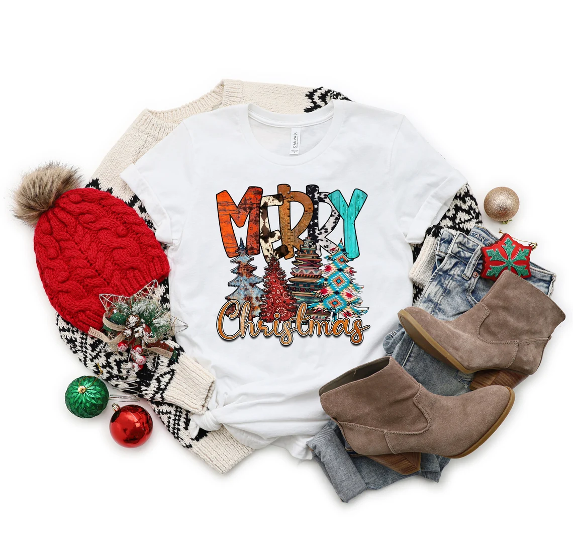 Christmas Women Shirt, Leopard Print Christmas Shirt, Merry Christmas Y’all Shirt