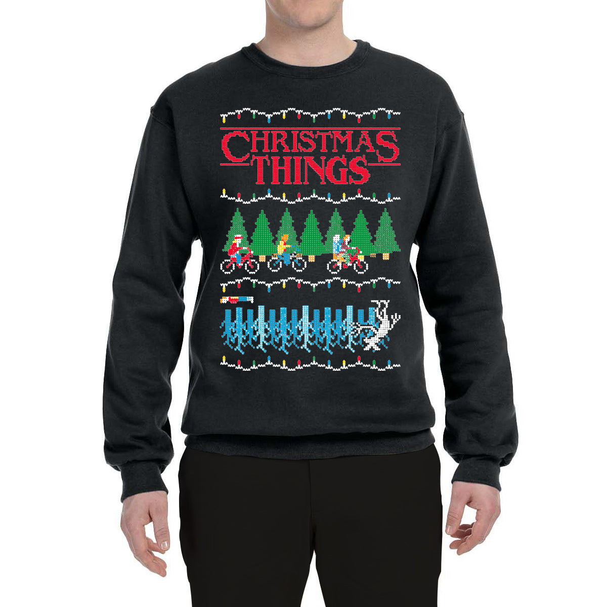 ChristmasThings Stranger Fan Ugly Christmas Sweater Unisex Crewneck Graphic Sweatshirt- Best Christmas Gifts 2023