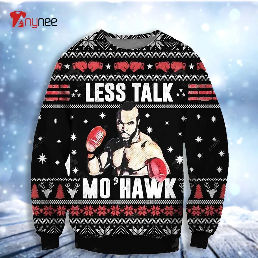 Clubber Lang Less Talk Mohawk Christmas Ugly Christmas Sweater- Best Christmas Gifts 2023