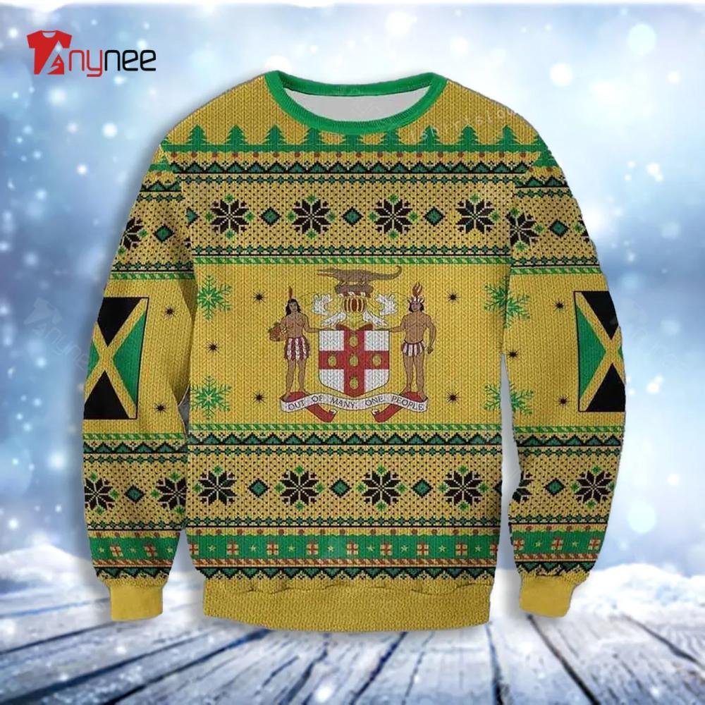 Coat Of Arms Of Jamaica Ugly Christmas Sweater- Best Christmas Gifts 2023