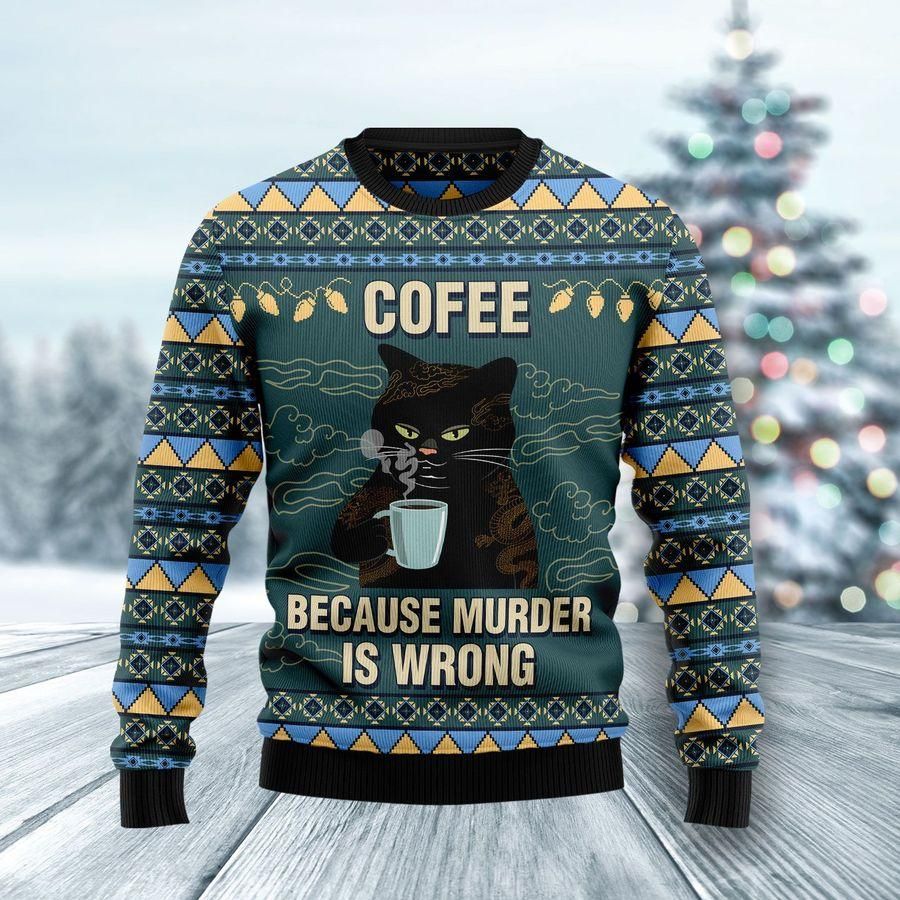 Coffee Cat Ugly Christmas Sweater | For Men & Women | Adult | US1724- Best Christmas Gifts 2023