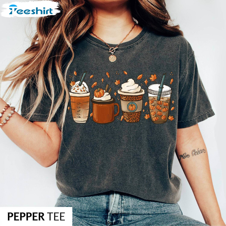 Coffee Fall Shirt, Halloween Pumpkin Spice T-shirt Tee Tops