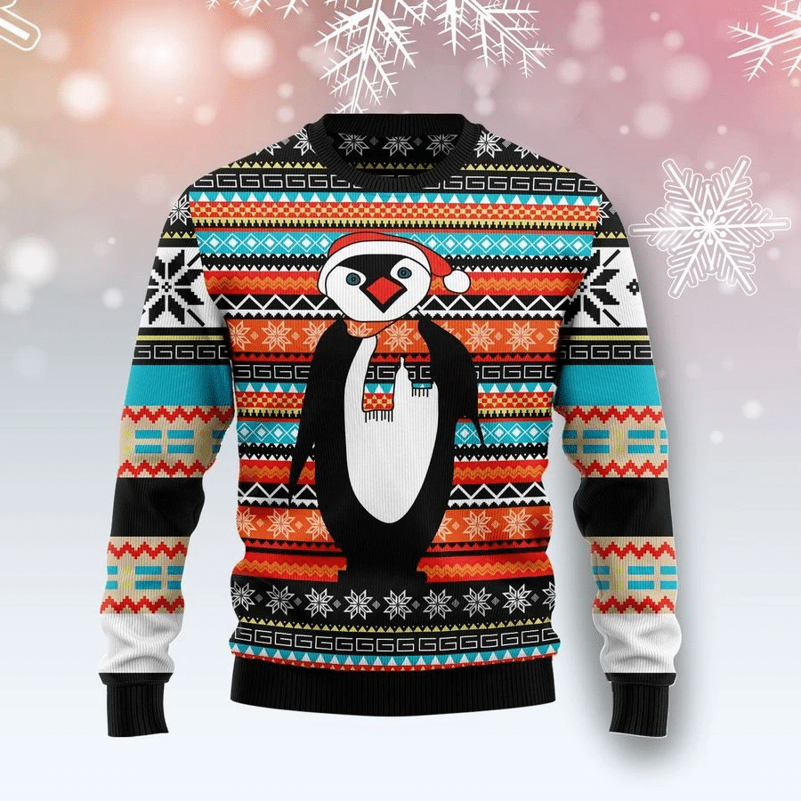 Colorful Pattern Penguin Ugly Christmas Sweater | For Men & Women | Adult | US1971- Best Christmas Gifts 2023