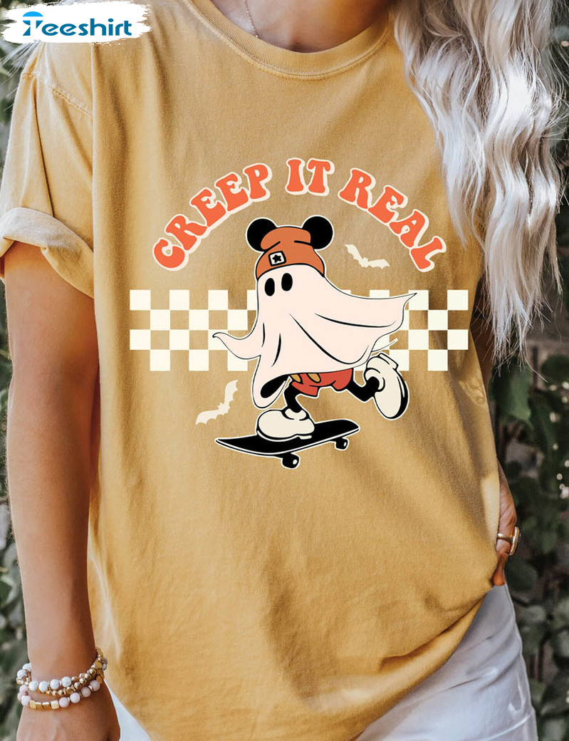 Comfort Colors Creep It Real Shirt, Funny Halloween Ghost Crewneck Unisex T-shirt